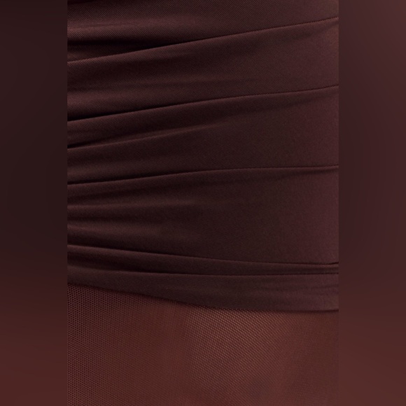 Meshki - Slinky And Mesh Maxi Dress - Chocolate - Picture 4 of 9